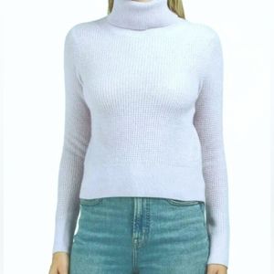 White + Warren Blue Cashmere Turtleneck Sweater